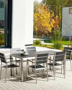 Beliani Puutarhatuoli Alumiini Musta 6 Kpl Vernio Discount