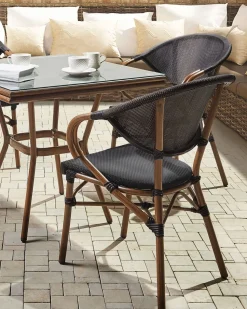 Beliani Puutarhatuoli Alumiini Tumma Puu/Musta 4 Kpl Caspri Best