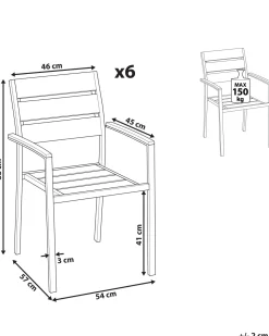 Beliani Puutarhatuoli Alumiini Vaalea Puu 6 Kpl Vernio Hot