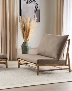 Beliani Puutarhatuoli Bambu Vaalea Puu/Ruskeanharmaa 2 Kpl Todi Sale