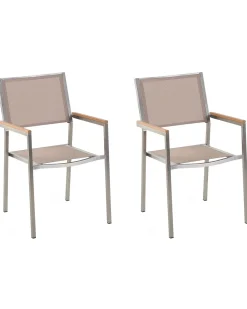 Beliani Puutarhatuoli Kangas Beige 2 Kpl Grosseto Clearance