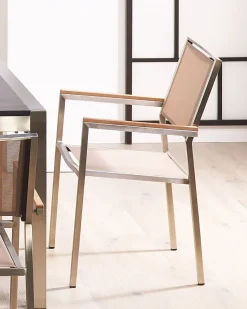 Beliani Puutarhatuoli Kangas Beige 2 Kpl Grosseto Clearance