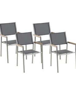 Beliani Puutarhatuoli Kangas Harmaa 4 Kpl Grosseto Fashion