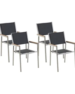 Beliani Puutarhatuoli Kangas Musta 4 Kpl Grosseto Best Sale