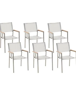 Beliani Puutarhatuoli Kangas Valkoinen 6 Kpl Grosseto Sale