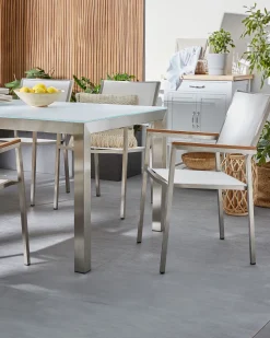 Beliani Puutarhatuoli Kangas Valkoinen 6 Kpl Grosseto Sale