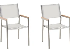 Beliani Puutarhatuoli Kangas Valkoinen 2 Kpl Grosseto Sale