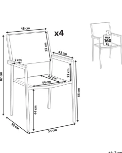 Beliani Puutarhatuoli Kangas Valkoinen 4 Kpl Grosseto New