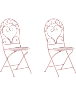 Beliani Puutarhatuoli Metalli Vaaleanpunainen 2 Kpl Albinia New