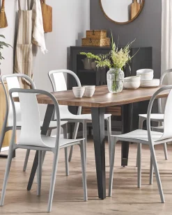 Beliani Puutarhatuoli Muovi Valkoinen/Harmaa 6 Kpl Spezia New