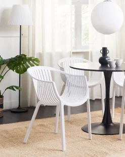 Beliani Puutarhatuoli Muovi Valkoinen 4 Kpl Napoli Fashion