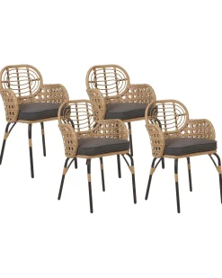 Beliani Puutarhatuoli Polyrottinki Luonnonvari/Harmaa 4 Kpl Pratello Sale