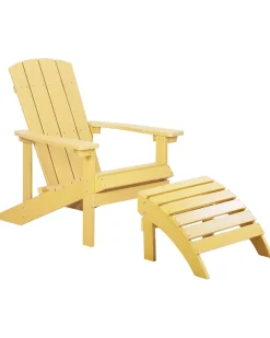 Beliani Puutarhatuoli Rahilla Keltainen Adirondack Clearance