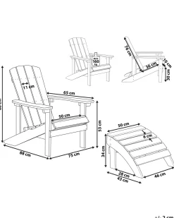 Beliani Puutarhatuoli Rahilla Sininen Adirondack Shop