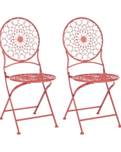 Beliani Puutarhatuoli Rauta Punainen 2 Kpl Scario Fashion