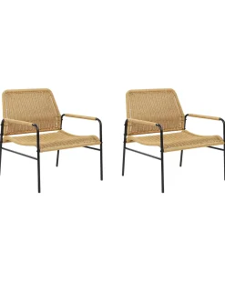 Beliani Puutarhatuoli Rottinki Luonnonvari 2 Kpl Prasimo Fashion