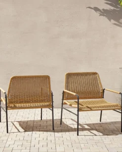 Beliani Puutarhatuoli Rottinki Luonnonvari 2 Kpl Prasimo Fashion