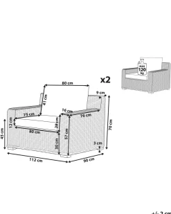 Beliani Puutarhatuoli Rottinki Luonnonvari 2 Kpl Ardea Cheap