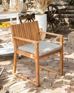 Beliani Puutarhatuoli Ruskeanharmaalla Pehmusteella 8Kpl Sassari Cheap