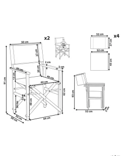 Beliani Puutarhatuoli Tumma Akasiapuu Vaihtokangas 2 Kpl Harmaa/Trooppinen Lehtikuvio 2 Kpl Cine Store