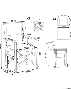 Beliani Puutarhatuoli Tumma Akasiapuu Vaihtokangas 2 Kpl Luonnonvalkoinen/Oliivikuvio 2 Kpl Cine Cheap