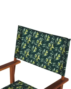 Beliani Puutarhatuoli Tumma Akasiapuu Vaihtokangas 2 Kpl Luonnonvalkoinen/Oliivikuvio 2 Kpl Cine Cheap