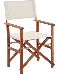 Beliani Puutarhatuoli Tumma Akasiapuu Vaihtokangas 2 Kpl Luonnonvalkoinen/Oliivikuvio 2 Kpl Cine Cheap