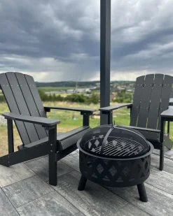 Beliani Puutarhatuoli Tummanharmaa Adirondack Sale