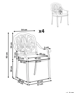 Beliani Puutarhatuolisetti, 4Kpl Ruskea Ancona Clearance