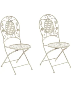 Beliani Puutarhatuolit 2Kpl Metallinen Luonnonvalkoinen Bivio New