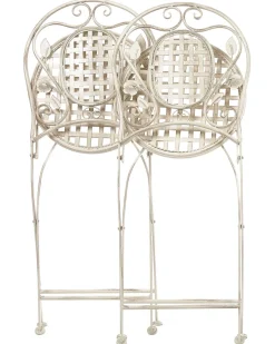 Beliani Puutarhatuolit 2Kpl Metallinen Luonnonvalkoinen Bivio New