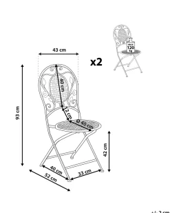 Beliani Puutarhatuolit 2Kpl Metallinen Luonnonvalkoinen Bivio New