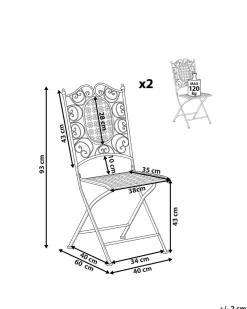 Beliani Puutarhatuolit 2Kpl Metallinen Musta Bormio Store
