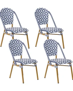 Beliani Puutarhatuolit 4Kpl Setti Sinivalkoinen Rifreddo Outlet
