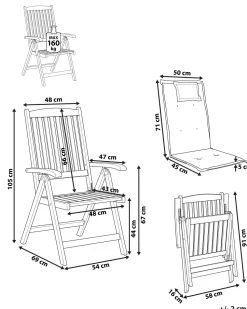 Beliani Puutarhatuolit 2Kpl Sinisilla Pehmusteilla Java Shop