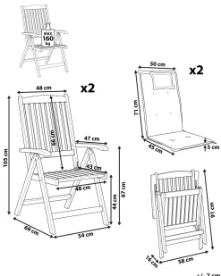Beliani Puutarhatuolit 2Kpl Terrakotan Varisilla Pehmusteilla Java Shop