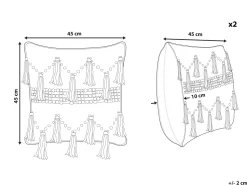 Beliani Puuvillainen Beige/Musta Tyynysetti 2 Kpl 45 X 45 Cm Thondi New