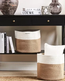 Beliani Puuvillakori Beige/Valkoinen 34 Cm 2 Kpl Ardesen Cheap