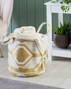 Beliani Puuvillakori Luonnonvalkoinen/Kulta 33 Cm Hanwella Shop