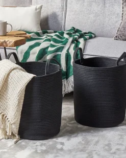 Beliani Puuvillakori Musta 34 Cm 2 Kpl Saryk Outlet