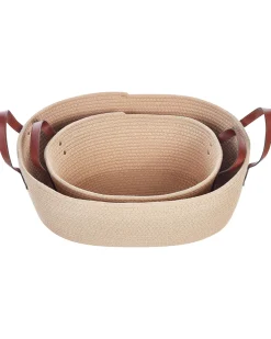 Beliani Puuvillakori Vaalea Beige 2 Kpl Gissar Clearance