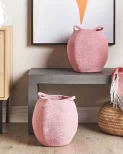 Beliani Puuvillakori Vaaleanpunainen 30 Cm 2 Kpl Panjgur Sale