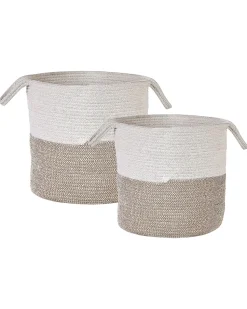 Beliani Puuvillakori Valkoinen/Beige 2 Kpl Pazha Online