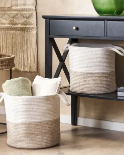 Beliani Puuvillakori Valkoinen/Beige 2 Kpl Pazha Online