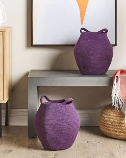 Beliani Puuvillakori Violetti 30 Cm 2 Kpl Panjgur Sale