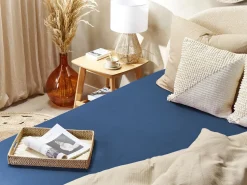 Beliani Puuvillalakana Muotoonommeltu Laivastonsininen 200 X 200 Cm Janbu Shop