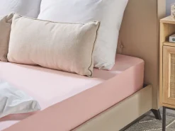 Beliani Puuvillalakana Muotoonommeltu Vaaleanpunainen 90 X 200 Cm Hofuf Clearance