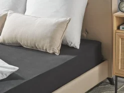 Beliani Puuvillalakana Muotoonommeltu Musta 90 X 200 Cm Hofuf Shop