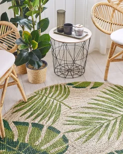 Beliani Pyorea Juuttimatto 140 Cm Lehtikuvioilla Bugay Shop