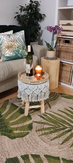 Beliani Pyorea Juuttimatto 140 Cm Lehtikuvioilla Bugay Shop